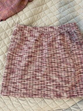 LOFT Pink and White Tweed Pencil Skirt